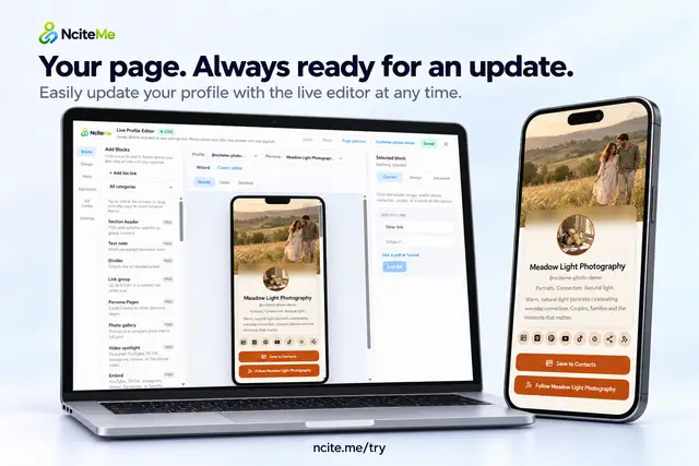 Live editor — update anytime — NciteMe